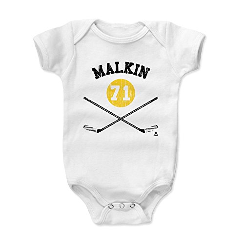 500 LEVEL Evgeni Malkin Baby Infant One Piece Bodysuit (12-18 Months, White) - Evgeni Malkin Sticks Y