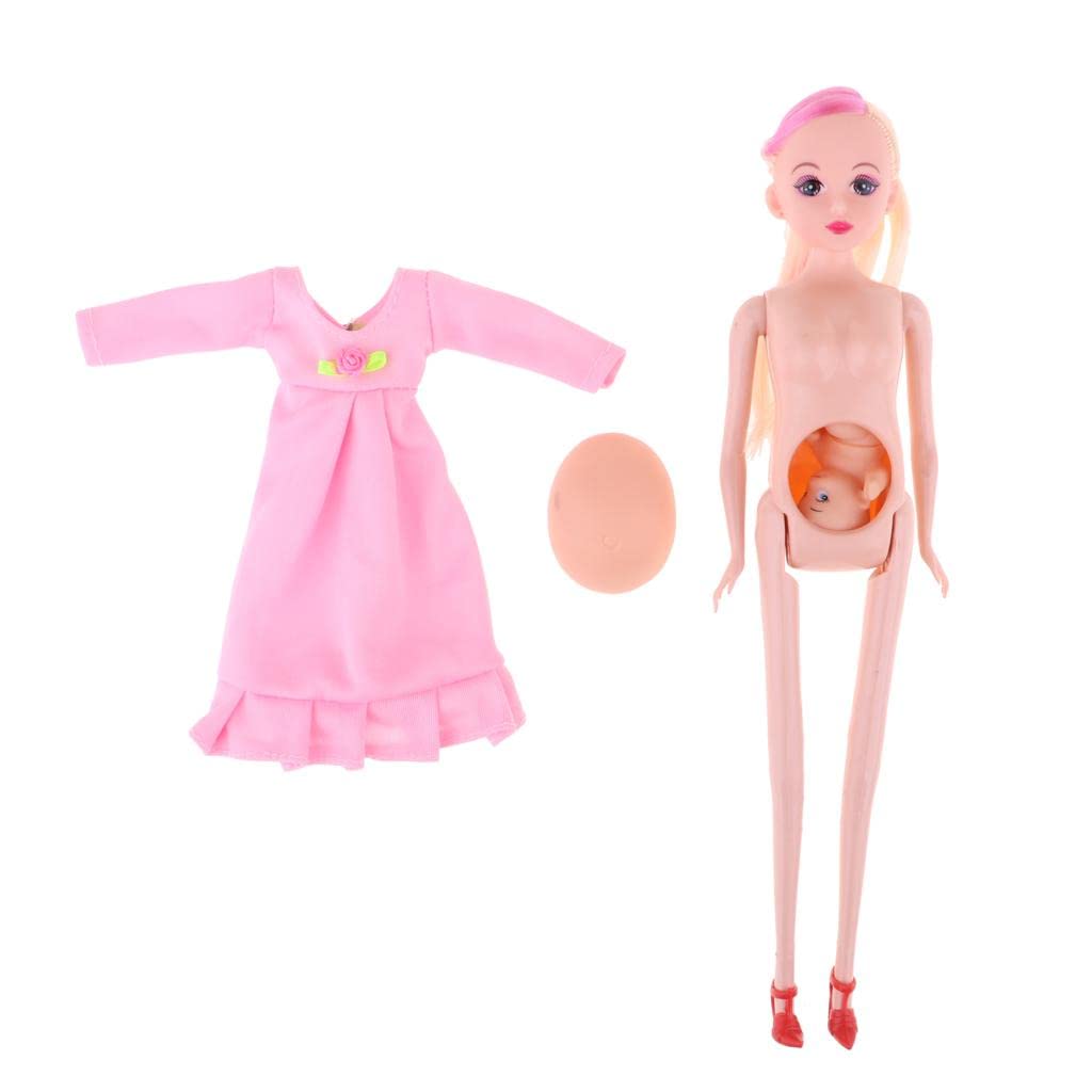 Club Bollywood®Real Pregnant Doll Mom Doll Have A Baby in Her Tummy Kids Early Educational Toy Pink Dress Golden Long Hair|Dolls & Bears | Dolls |1 Piece Mom Doll with Baby-image-24