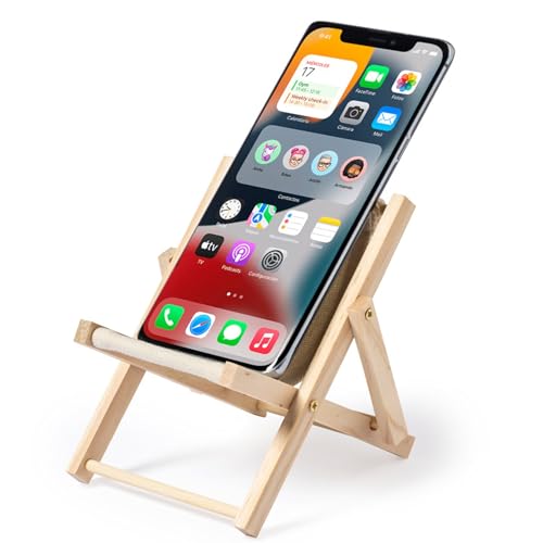 noTrash2003 Support pour téléphone Portable, support pour Smartphone, en Bois et Coton, Design transat, Chaise de Plage, Sensation de Vacances au Bureau,...