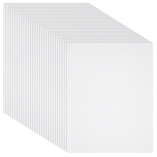Image of 30 Pack Plastic Canvas Sheets 7 Count Plastic Mesh Canvas Sheets 10.5 x 13.5 Inch Cross Stitch Needlepoint Mesh Grid Sheet for Embroidery, Acrylic Yarn Crafting, Knit and Crochet Projects