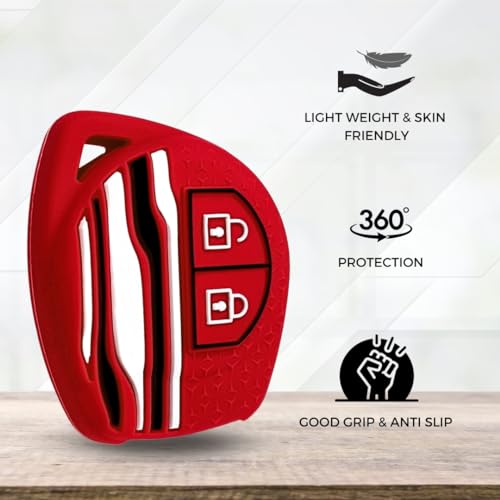 Image of KEYCEPT Tristar Key Cover for Suzuki Swift, Dzire, Ertiga, Baleno, Grand Vitara, Celerio, WagonR, Brezza, Scross, Fronx, Jimny, Ignis 2 Button Remote Key. (Red)