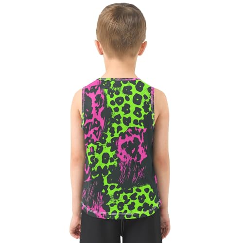 susiyo Pink and Green Leopard Print Boys Sleeveless Tank Top Girls Athletic T Shirt3