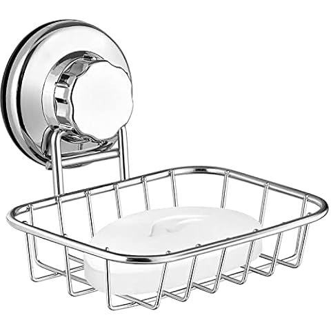 ARCCI Bar Soap Holder for Shower Wall, Stainless Steel Strong Vacuum Suction Cup Shower Soap Dish, Rustproof Wall Mouted Square Soap Sponge Holder Tray for Bathroom & Kitchen Sink Cover