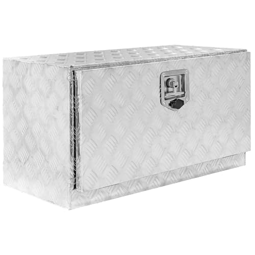 Trucky Aluminium Truckbox, Unterboden Unterflur Box Deichselbox, Anhängerbox 76 x 35 x 40 cm Werkzeugkiste mit Schloss und Schlüssel, stabil