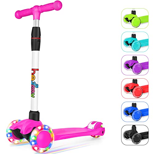 Beleev Scooter For Kids Ages 3-12, 3 Wheel Kick Scooter For Toddlers Girls Boys, Adjustable Height, Lean To Steer, Light Up Wheels, Extra-Wide Deck, Lightweight Push Scooter For Children (Pink) #TOP3
