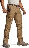 CQR Men's Ripstop Work Pants, Water Resistant Tactical Pants, Outdoor Utility Operator EDC Straight/Cargo Pants, Work Cargo Coyote, 34W x 30L