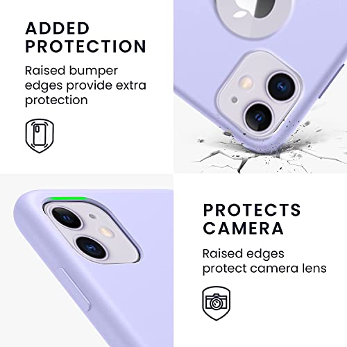 Image of VONZEE Microfiber Logo Cut Compatible for iPhone 11 Case Liquid Silicone Cases Non-Slip Full Body 4 Layer Protectives Shockproof Back with High Raised Camera Lips Purple