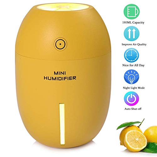 LEDGLE Office Ultrasonic USB Humidifier 180ml Lemon Shape Portable Cool Mist Humidifier Car