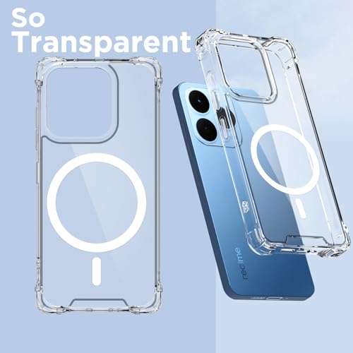 Image of Amazon Basics Back Cover for Realme 15T 5G / Realme Narzo 90 5G Mag-Safe Shockproof PC + TPU Protective Case Magnetic Support Bumper Case (Transparent Mag-Safe)