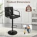 KLASIKA Counter Height Bar Stool PU Leather Adjustable Barstools with Armrest, Backrest and Footrest, Comfortable Tall Stools for Kitchen Island Home Bar, Black