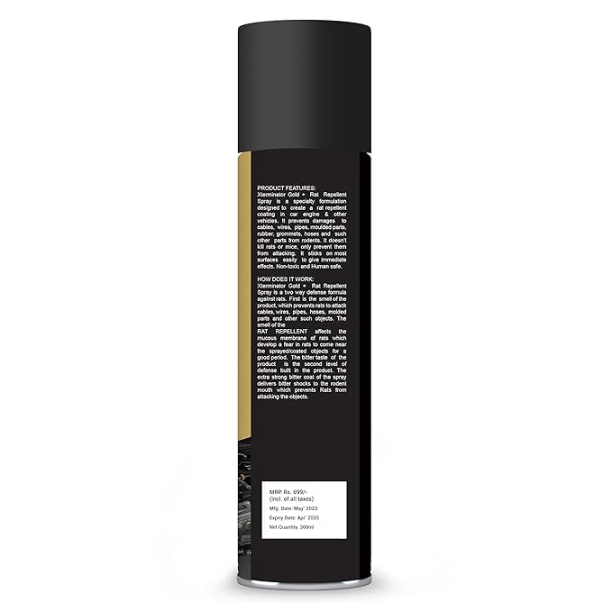 Image of Novosynth XTERMINATOR Gold+ Rat Repellent 300ml(Pack Of 10) Thermal Protection Coating Spray | Protect Engine & Wires In Car, Bike | Non Toxic | No Kill Only Repels | Upto 60 Days Protection