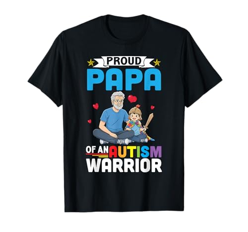 Proud Papa Autism Awareness Warrior Support for Grandson T-Shirt