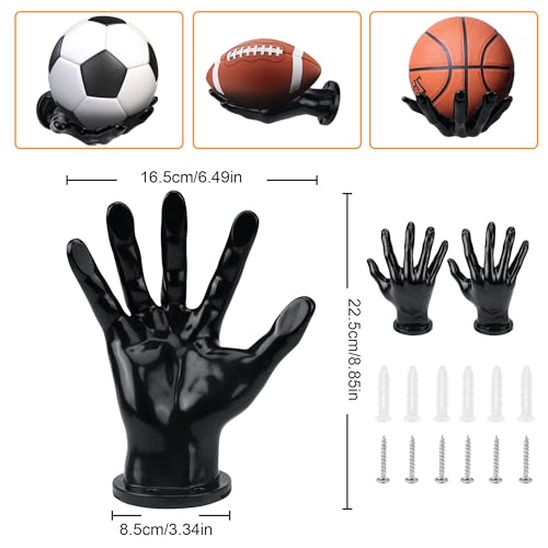 Basketball Holder, Hand Sculpture Ball Holder Wall Mount Art Decor Stand Basketball Storage Rack Organizer Display Case Man Cave for Football Soccer Gifts for Him Men Boys Gamers - Image 3