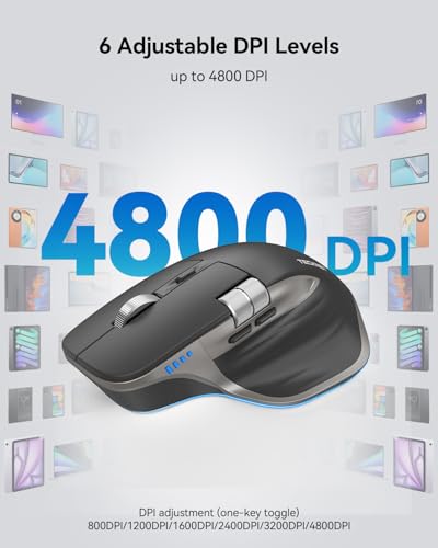 Image of TECKNET Wireless Mouse, Side Scroll Bluetooth Rechargeable, 3-Device