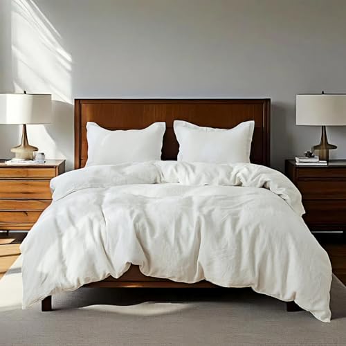 Simple&Opulence 100% Linen Duvet Cover Set, 3 PCS Natural French