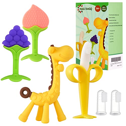 HAILI XMGQ Baby Teething Toys, Silicone Baby Teether Freezer BPA Free, Soothe Babies Teething Relief Sore Gums, Banana…