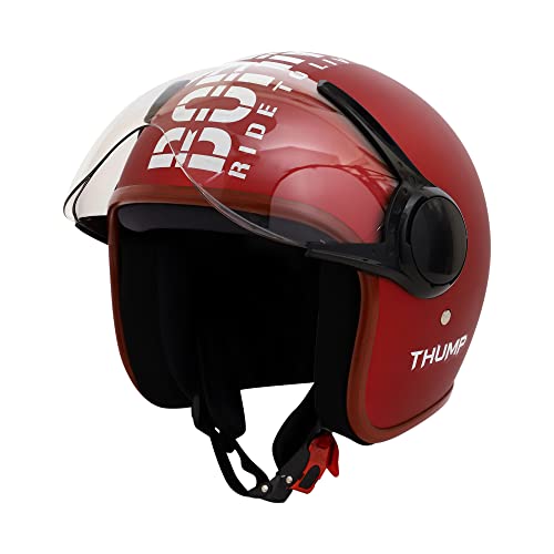 Image of ASCONE Polycarbonate Thump Open Face Helmet, ISI: 4151 Certified Two Wheeler Helmet, Matte Finish with Clear Visor