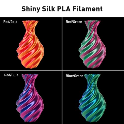 Image of ERYONE PLA Filament 3D Printer Filament Bundle Multicolor 1.75mm + /- 0.03mm, PLA Filament 250g Spool, 4 Rolls, Silk Dual Color 1