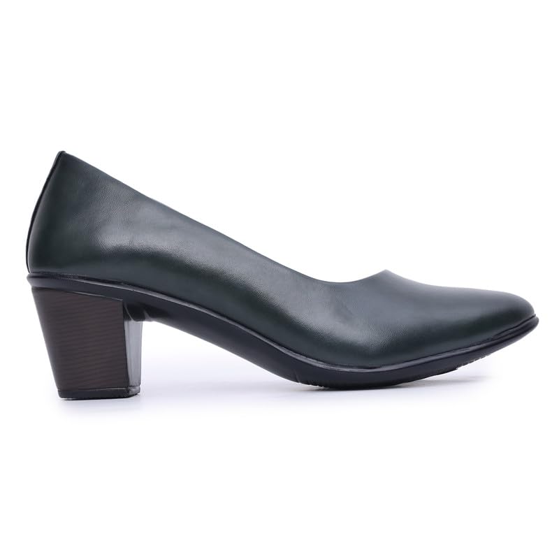 Padchin Women Smart Casual Round Toe Block Heel Olive Pump | Formal and Casual Fashion sandal with Stiletto Heels | Stylish and Fashionable Pump Shoe for Daily Use Office Wear 2
