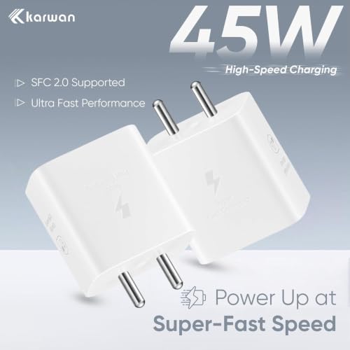 Image of 45W GaN Type C Super Fast Charger Compatible with Samsung Galaxy S /A /M /F /Z All Series,S26 /S25 /S24 /S23 /S22 /S21 /Fe /Plus /Ultra /Z Fold /Z Flip & Other Device,Original BIS Certified Charger