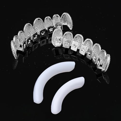 Grills for Your Teeth - 14K Gold Plated Hip Hop Diamond Fang Grillz for Women - Mens Vampire Grillz with CZ - Unisex Halloween Costume Accessory3