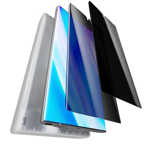 Shifu.Zan 2 Pack for Samsung Galaxy S22 Ultra/S23 Ultra Privacy Screen Protector Anti-Spy 3D Curved PET Film Fingerprint ID Support [Auto Alignment Carbin] [Dust Removal]