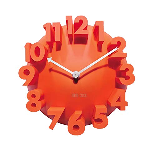 3D Big Digital Modern Contemporary Home Office Decor Round Quartz Wall Clock Orange