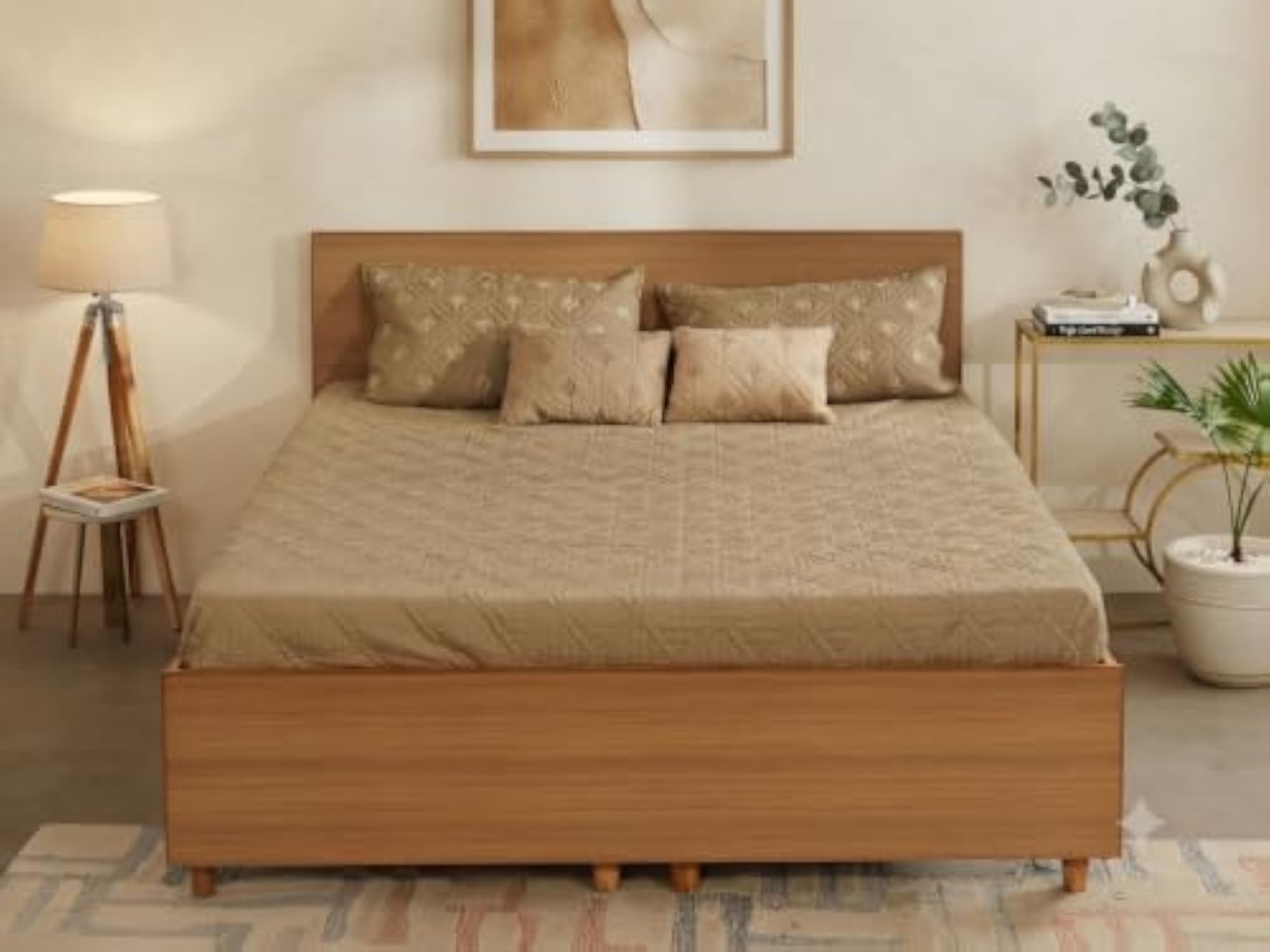 King Size Quilted Double Bedspread with 2 Pillow Covers & 2 Cushion Covers