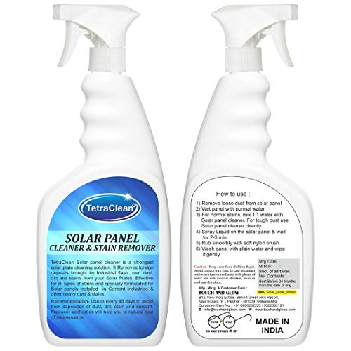 Image of TetraClean Solar Panel Cleaner and Stain Remover in Spray Bottle | For Home & Commercial Use, (500 ML)