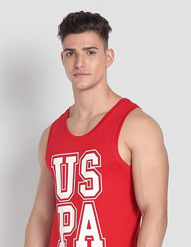 Image of U.S. Polo ASSN. Men's IYBD Brand Print Cotton Vest - Pack of 1