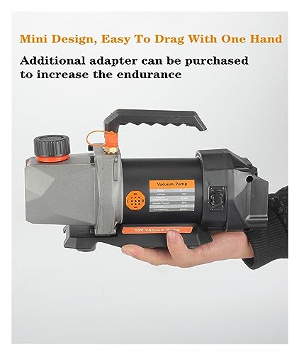 Bomba de vacío de 18 V con batería de litio, 5 Pa, 80 W, 2,5 CFM, entrada de aire de 1/4", para refrigeración, automóvil y aire acondicionado doméstico miniatura 4