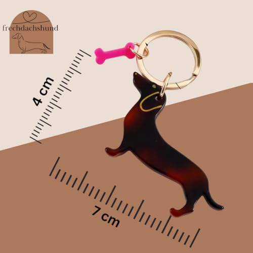 frechdachshund Dackel Schlüsselanhänger – coole Dackel Geschenke für Damen – Hund Schlüsselanhänger – Stilvolle Dackel Deko für jede Gelegenheit (braun)