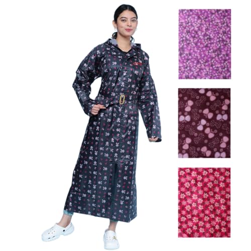 Image of Rupa Rainsuit Women Waterproof PVC Raincoat with Hood & Carry Bag | Lightweight Rainwear for Women with Front Zip | Color May Vary | Standard Length | Pack of 1
