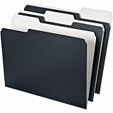 Pendaflex Earthwise 1/3 Cut Recycled File Folder - 1/3 Tab Cut - Assorted Position Tab Location - 11 pt. - Black, White - 50 / Box