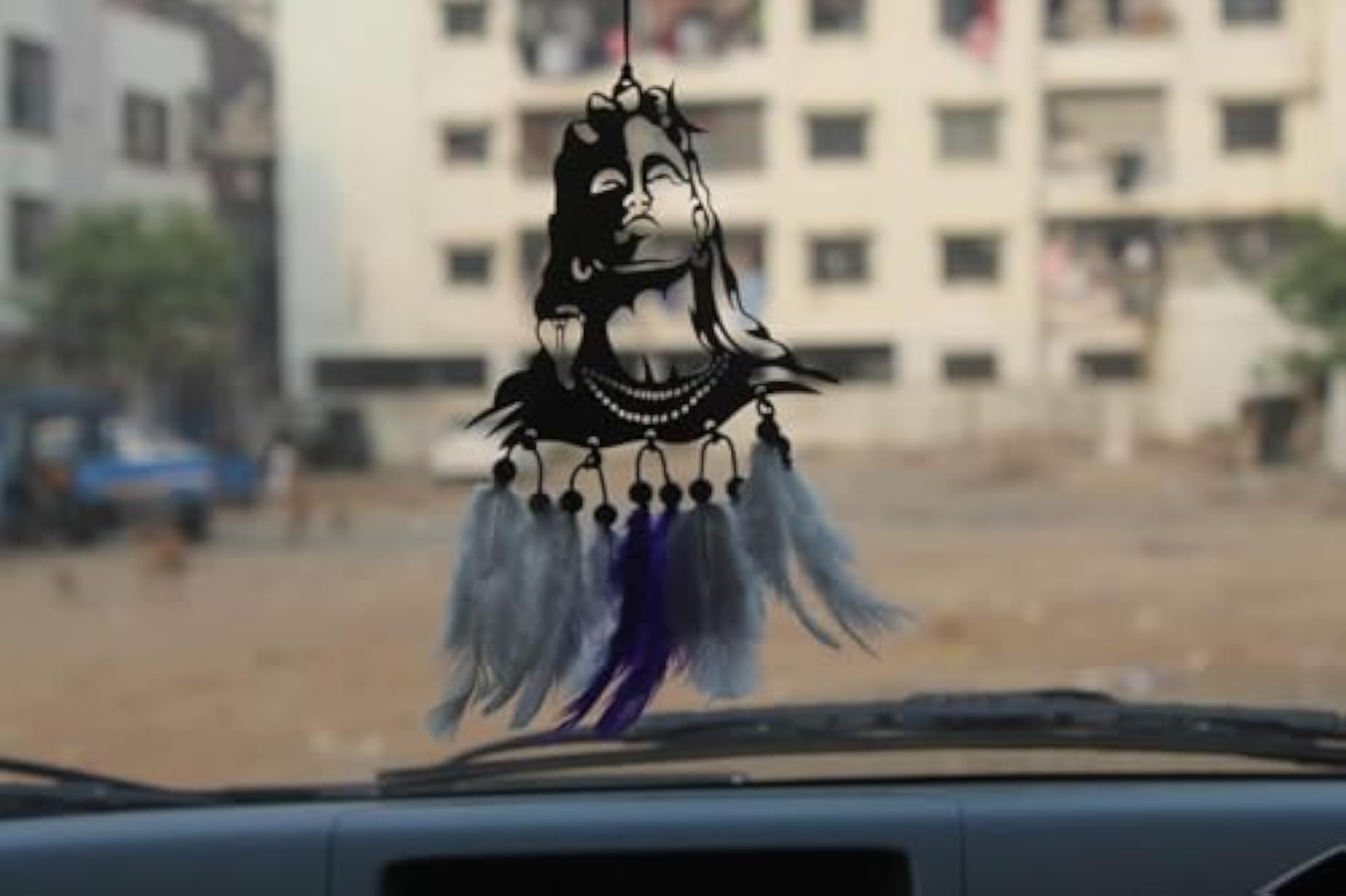 Mahadev Car Hanging Ornament with Dream Catcher