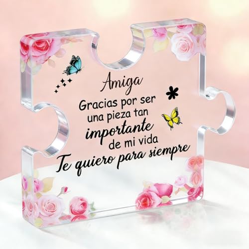 FANAOREN Regalo Amiga, Regalos Amigas Originales, Placa Acrílica en Forma de Puzzle, para Mejores Amigas, Regalos Originales para Mujer, Regalo Amiga Cumpleaños Navidad San Valentin