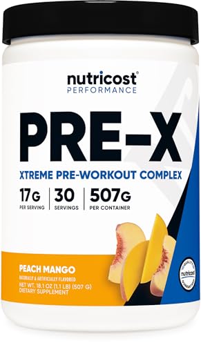 Image of Nutricost Pre-X Extreme Pre-Workout Powder Complex (Peach Mango) 30 Serv