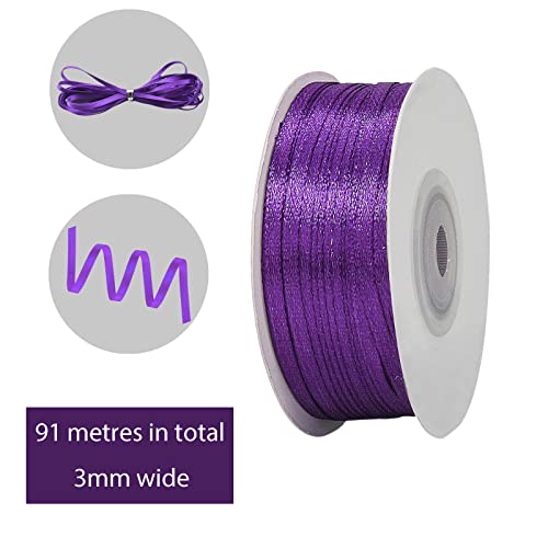 23 Meters Satinband Dunkellila 3mm, Dekoration Präsent Geschenkband Schleifenband, Stoffband für Kleid Hochzeit - Image 2