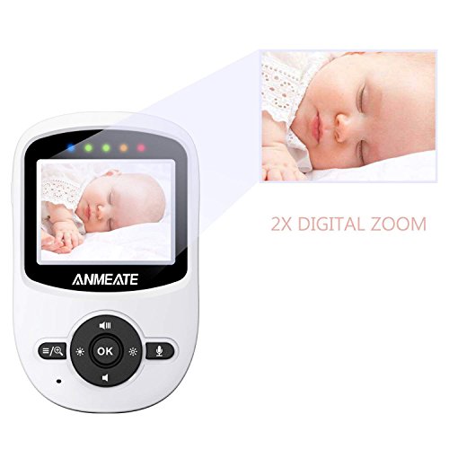 ANMEATE Monitor de vídeo para bebê com câmera digital, monitor de vídeo digital sem fio de 2,4 GHz c