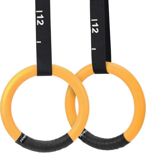 PACEARTH Gymnastic Rings with Adjustable Straps Fitness Exercise Gym Ring for Bodyweight, Cross-Training Workout, Strength Training, Pull ups and Dips (Set of 2) Deal