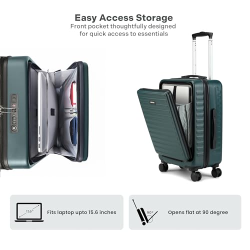 Image of Assembly Cabin Luggage Polycarbonate 55 cms - Premium Hardsided Suitcase | TSA Lock Trolley Bag for Flight Travel - Forest Green-Stark