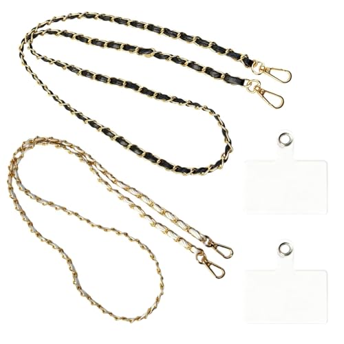 Funver 2 Cadenas para Teléfono Celular, con 2 Parches de Repuesto, para El Cuello, para Bolsos Y Billeteras, Compatible con la Mayoría de Los Teléfonos Inteligentes