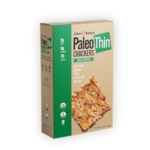 Julian Bakery Paleo Thin Crackers | Salt & Pepper | USDA Organic | Gluten-Free | Grain-Free | GMO Free | Low Carb | 1 Pack