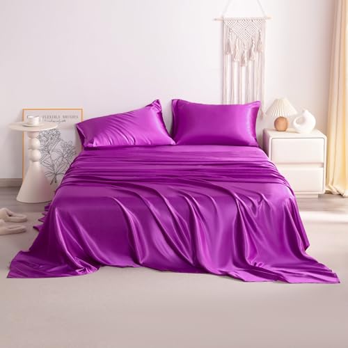 NTBAY Twin XL Satin Sheet Set, 3 Piece, Purple - image 2