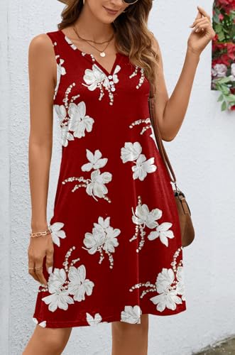 Image of Ladlop Summer Dresses for Women 2026 Beach Loose Casual A Line Dress Sleeveless V-Neck Sundress with Pockets