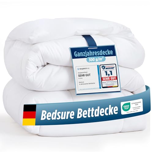 BEDSURE Bettdecke 135x200 Ganzjahresdecke Steppdecke - Bettdecke 135x200cm 4 Jahreszeiten Bettdecken - Oeko-TEX Zertifiziert 300GSM Weiß Sommerdecke, Weiche Warm Duvet Schlafdecke für Allergiker 1