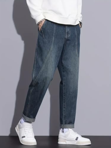 Image of GRECIILOOKS Men High Rise Jeans | Pants | Denim Jeans | Baggy Jeans | Loose FIT Jeans | Stylish Jeans