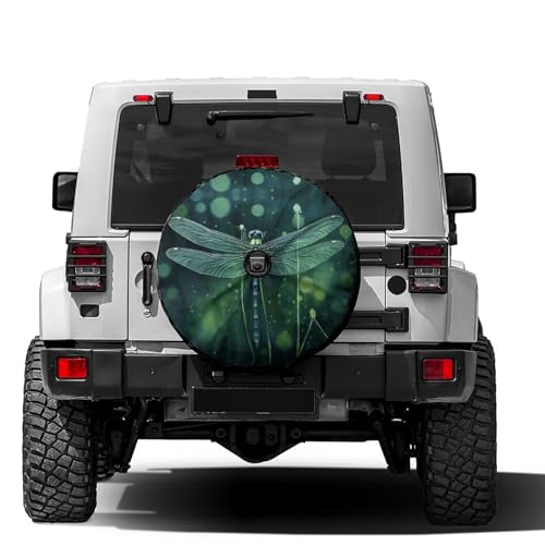 Image of Delerain Spare Tire Cover with Backup Camera Hole Dragonfly Wheel Covers Waterproof Dust-Proof UV Sun Universal Fit for Jeep Trailer RV SUV Truck (17 Inch for Diameter 31 inch-33 inch)