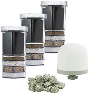 AcalaQuell Smart Water Filter Cartridge Premium Year Package Including: 3 x Premium Cartridge, 1x Acala Ceramic Pre-Filter, 1x Mineral Stones