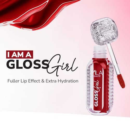 Image of Mila Beaute Gloss Girl Lip Gloss | Enriched With Mango Seed Butter & Hyaluronic Acid | Light Weight & Non-Sticky Formula | Gives Fuller-Lip Effect & Extra Hydration | High Shine Finish-Bossy, 2.8 ml
